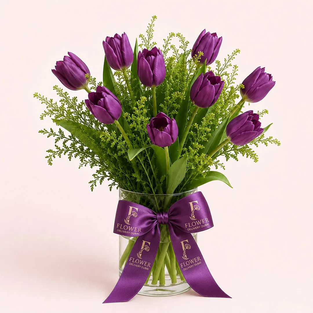 Purple Tulips in a Vase
