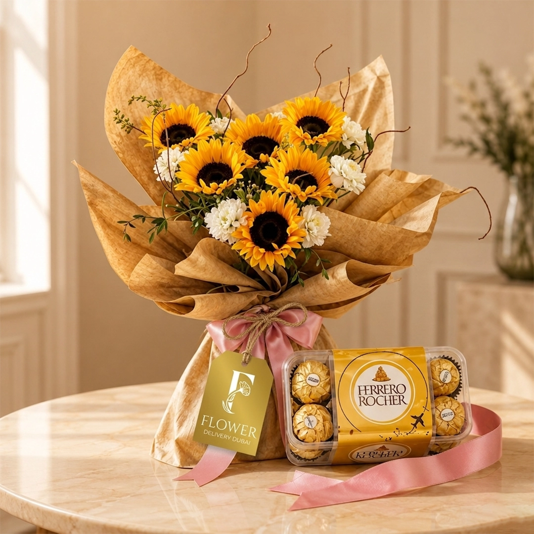 Sunflower & Ferrero Rocher Delight Box