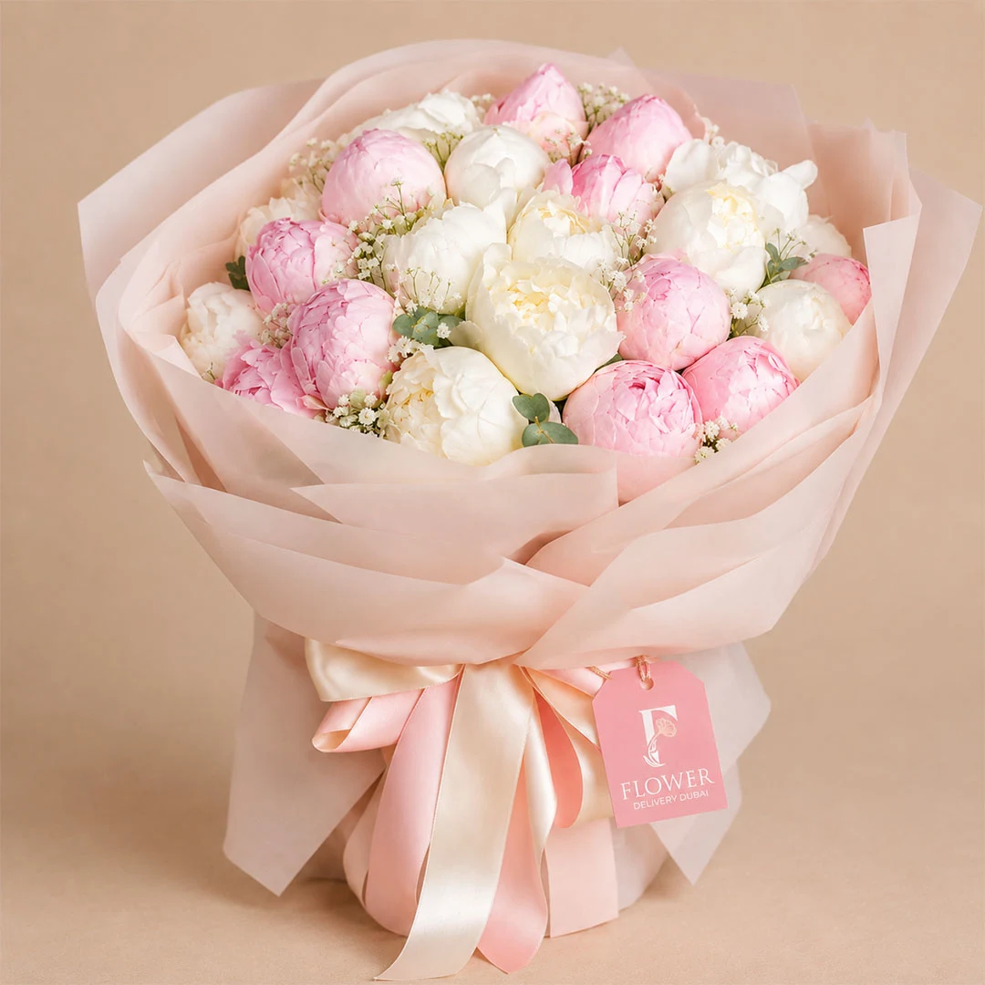 White & Pink Peonies Bouquet