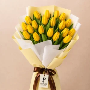 20 yellow tulips bouquet for birthday and same day flower delivery Dubai